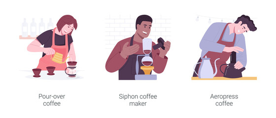 Specialty coffee isolated cartoon vector illustrations set.