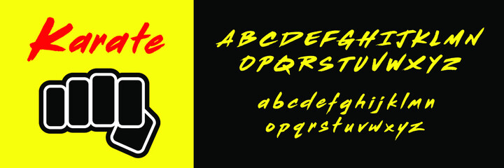 Retro Arcade FIghting font, vector alphabet 80s letters for karate games, retro video game typeface © Marek