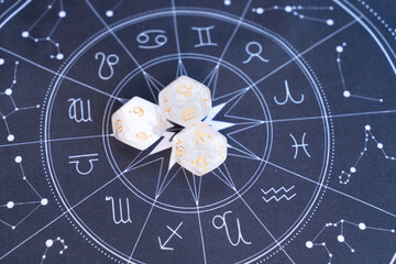 Zodiac horoscope with divination dice