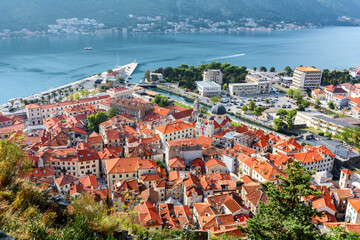 Old city. Kotor. Montenegro. Red roofs of Kotor