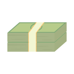 Vector image of a stack of green cash. Big stack of dollar bills. Minimal, simple style flat design.