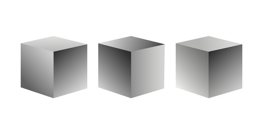 a set of volumetric cubes in different projections. vector illustration