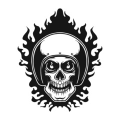 Skull Fire Helmet Vector Illustration Tatto Design