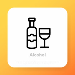 Alcohol icon. Wine bar. Celebration concept. Vector line icon for Business and Advertising