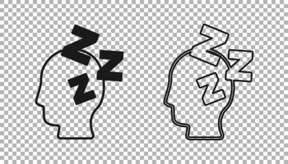 Black Dreams icon isolated on transparent background. Sleep, rest, dream concept. Resting time and comfortable relaxation. Vector