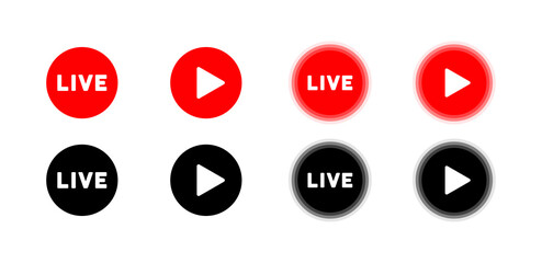 Live stream icon set. Broadcast lofo. Watching video or movie online. Vector line icon for Business and Advertising