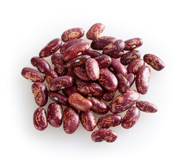 Heap of red pinto beans isolated on white background