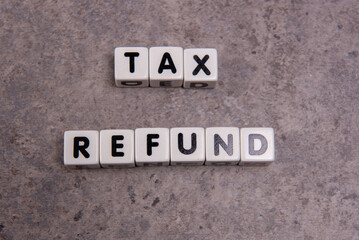 tax refund words in white