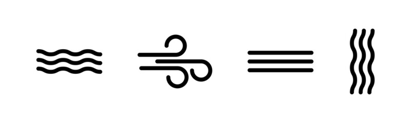 Wind and wave icon set. Weather sign. Vector line icon for Business and Advertising