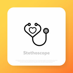 Stethoscope icon. Medical help. Healthcare concept. Vector line icon for Business and Advertising