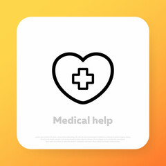 Obraz premium Medical help icon. Health care concept. Doctor care. Vector line icon for Business and Advertising