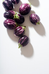 Flat lay with mini striped aubergines