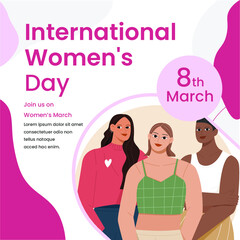 International Women's Day Post with multicultural woman for Instagram, Facebook, Linkedin and Twitter
