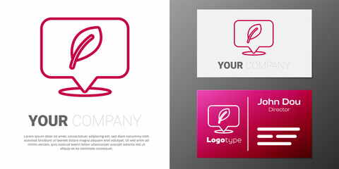 Logotype line Location with leaf icon isolated on white background. Eco energy concept. Alternative energy concept. Logo design template element. Vector