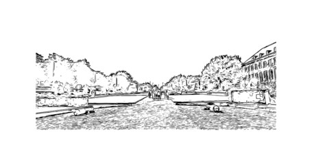Fototapeta premium Building view with landmark of Lubeck is the city in Germany. Hand drawn sketch illustration in vector.