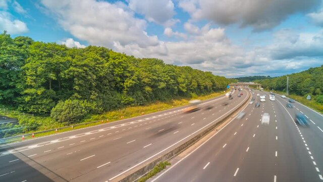 Time lapse of traffic on the M1 in Derbyshire