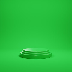 Empty podium for product display on green background. Minimalism concept