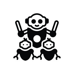 Black solid icon for robots