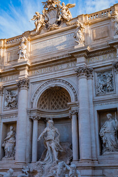 Rome, Italy. August -8-2021. The Trevi Fountain (in Italian: Fontana di Trevi) world famous tourist attraction. 