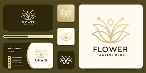 Flower feminine luxury gold logo vector