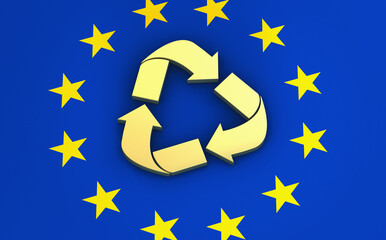 Recycling Icon On European Union Flag - 479615338