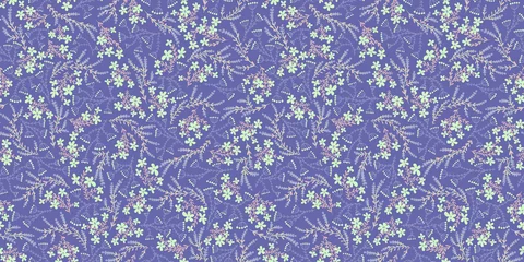 Fotobehang Very peri Naadloze bloemmotief met trendkleur. Zeer peri-kleur. vector illustratie