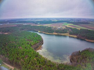 Stężyca, part of the Pomeranian voivodeship, in Kartuzy County, in the heart of Kashubian Lake District. Kashubian Landscape Park called Kashubian Switzerland. 