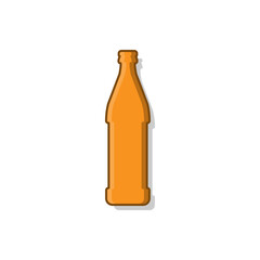 Beer bottle. Alcoholic drink for parties and celebrations. Simple shape isolated with shadow and light. Colored illustration on white background. Flat design style for any purposes