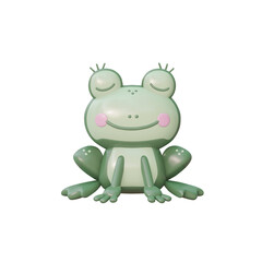 Green frog cartoon character. 3D illustration.