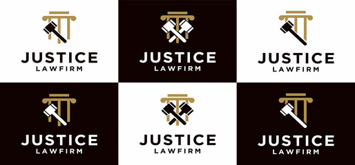 creative law firm logo with lines, justice logo design in gold color