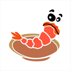 Shrimp character cartoon. Vector illustration.