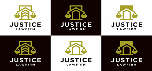 creative law firm logo with lines, justice logo design in gold color