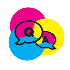 Q and A icon design with CMYK colors