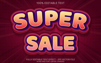 3D Super Sale Text effect, Editable Text Style, premium vector