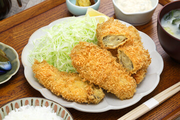 kaki fry ( deep fried breaded oysters ), japanese cuisine