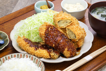 kaki fry ( deep fried breaded oysters ), japanese cuisine