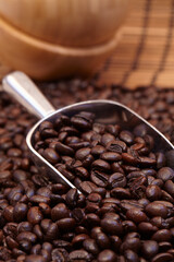 coffee beans in the spoon