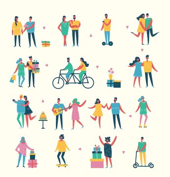 Set of vector illustrations of different activities people