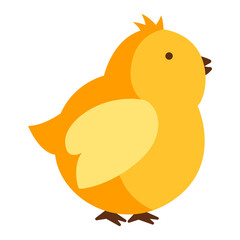 Cute Easter yellow chick illustration. Cartoon chicken character for design.