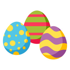 Illustration of Happy Easter decorative eggs. Cartoon symbols of celebration.