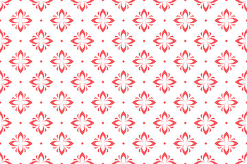 Flower geometric pattern. Seamless vector background. White and pink ornament. Ornament for fabric, wallpaper, packaging. Decorative print