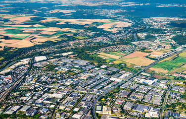 Industrial park at the Oise river near Paris in France