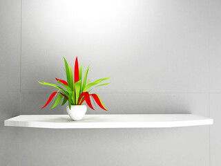 colored plant on the shelf, 3d