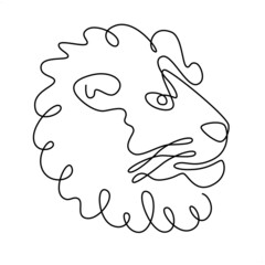 Fototapeta premium One lion’s head in continuous line style