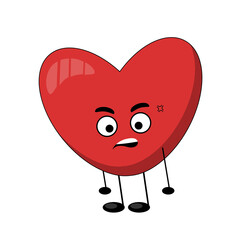 evil red heart, heart character with expression of love feeling, hate