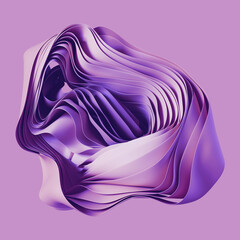 3d render, abstract lilac background with curvy layered object, modern minimal wallpaper