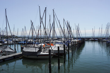 Couple of boats in a harbour on lake constance, sailing