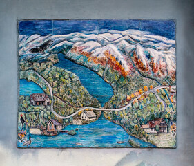 Stone Mosaic of an old village in the mountains