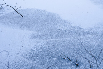 冬の凍った田川浦湖
