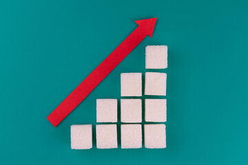 Sugar Cubes Diagram Red Arrow High Diabetes Concept